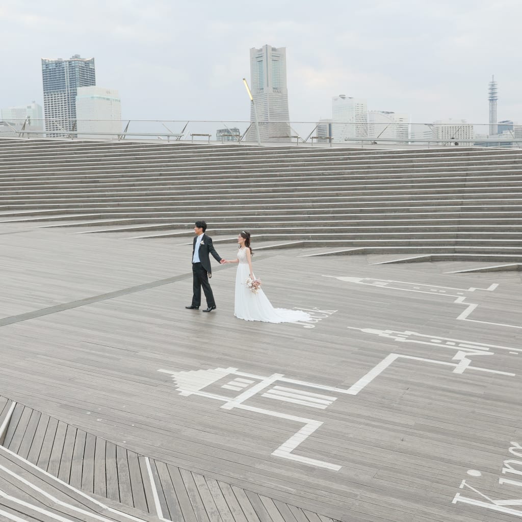 大さん橋ロケーション　夕景から夜景のお時間で | スタジオSUNS宮古島店 | 前撮り・フォトウェディング