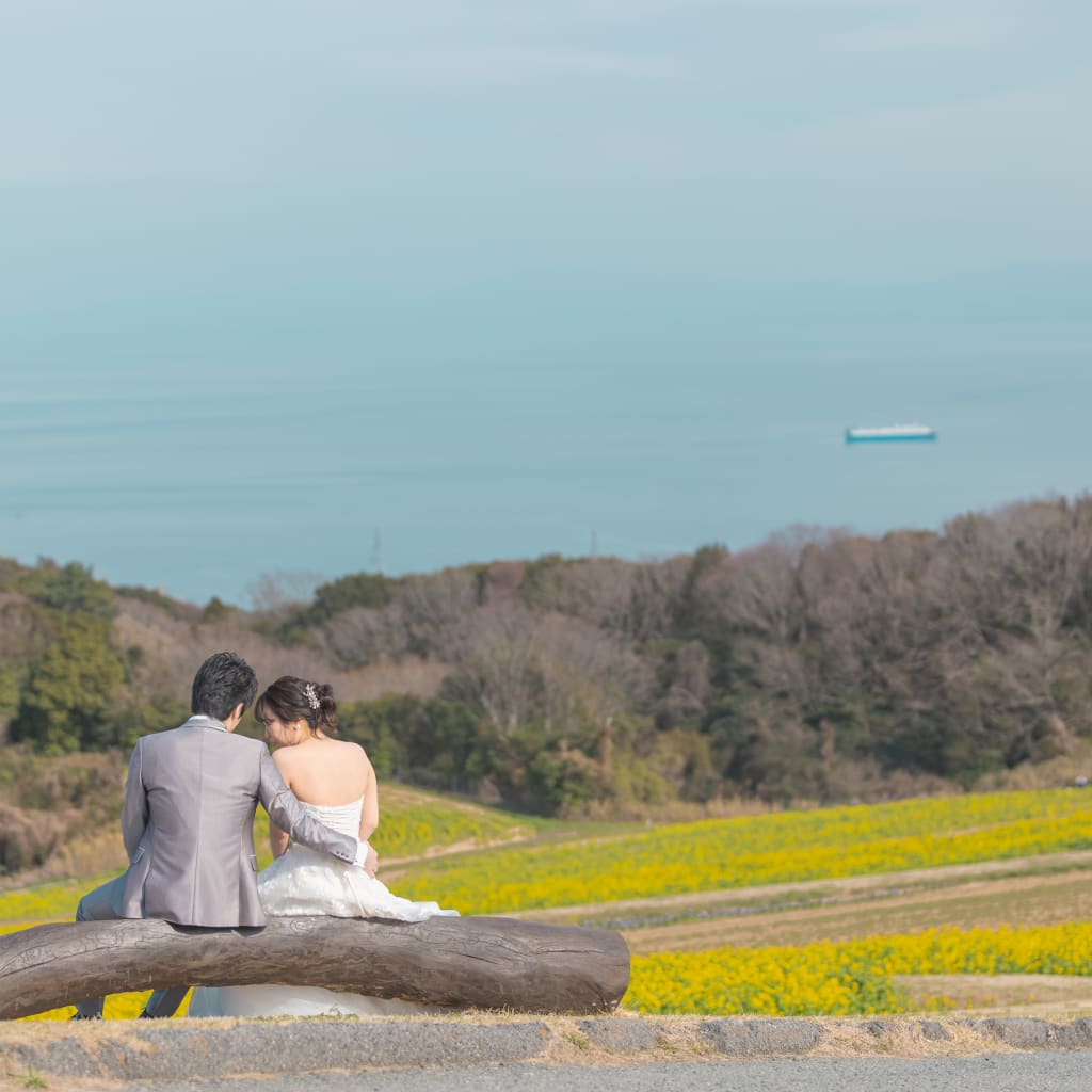 淡路島花さじき＋夕日 | デコルテフォトグラフィー | 前撮り・フォトウェディング