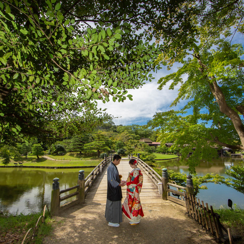 #和装 #彦根城 #和装前撮り #色打掛 #日本庭園