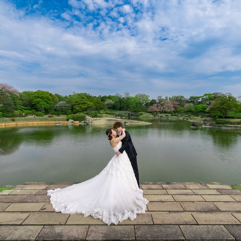 ドレスで和庭園ロケーション | デコルテフォトグラフィー | 前撮り・フォトウェディング