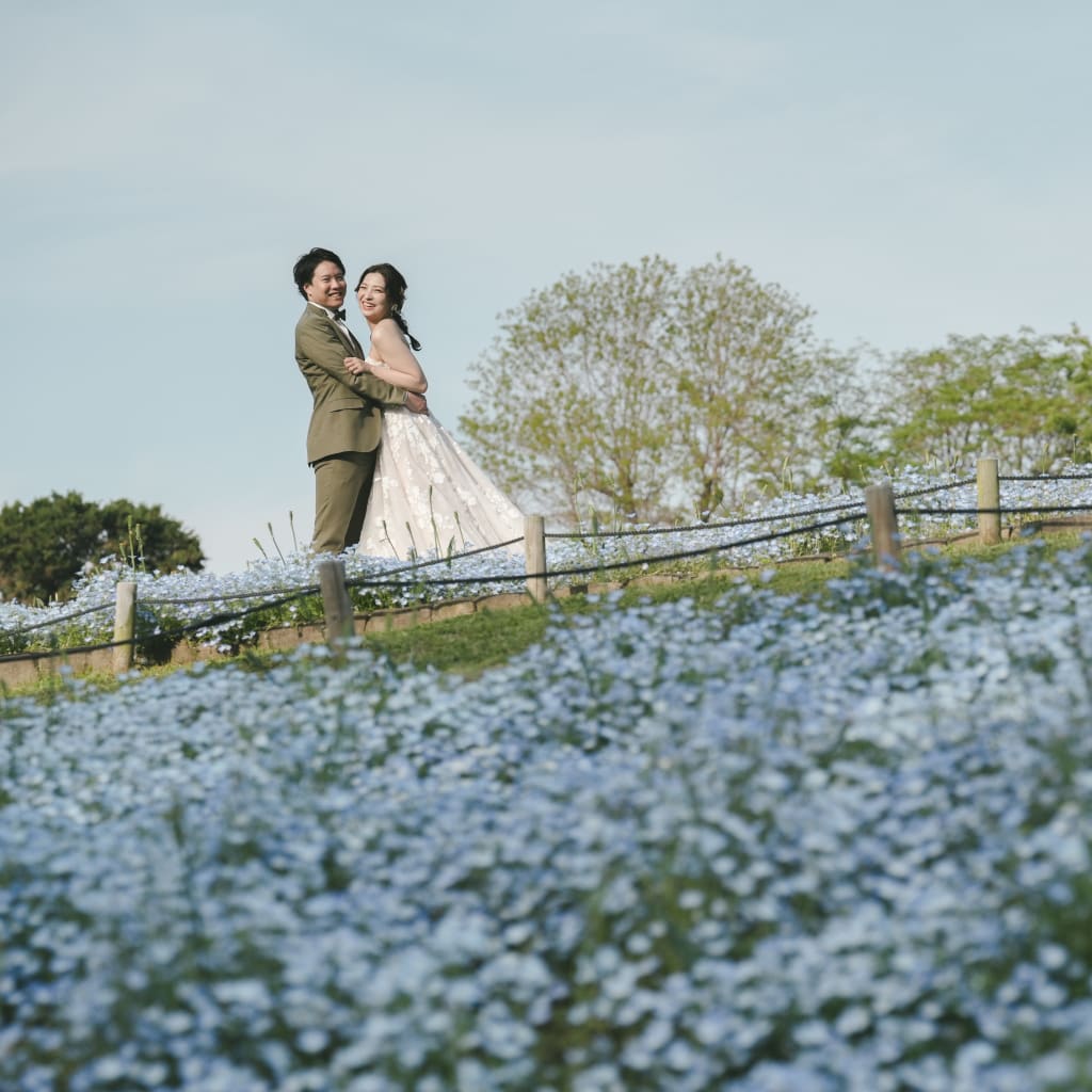 洋装鶴見緑地ロケ | デコルテフォトグラフィー | 前撮り・フォトウェディング