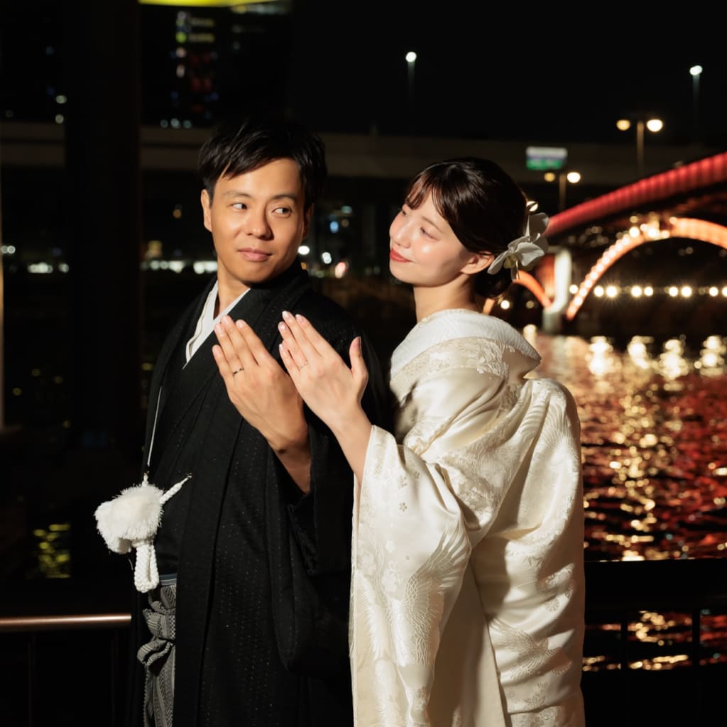 浅草夜景と屋内庭園を和装2着で | デコルテフォトグラフィー | 前撮り・フォトウェディング
