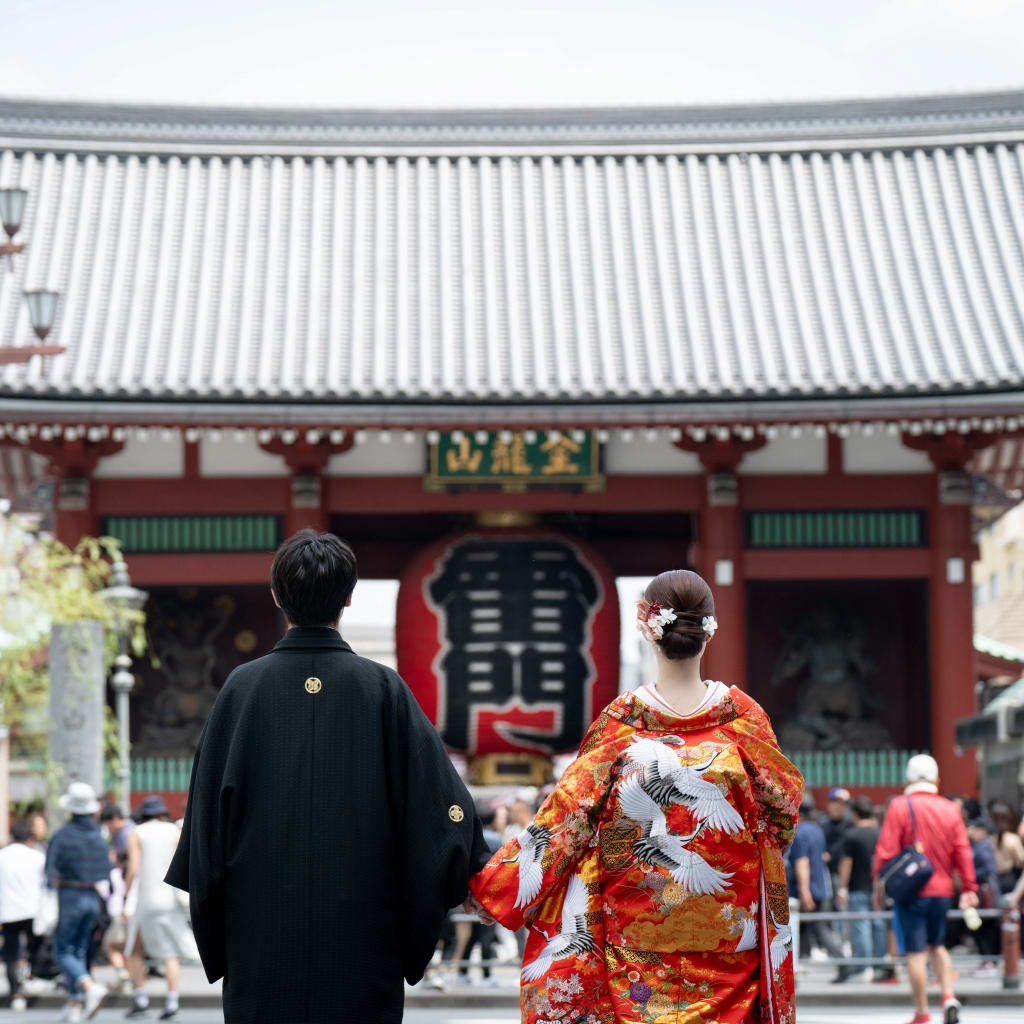 雷門×屋内庭園 | デコルテフォトグラフィー | 前撮り・フォトウェディング