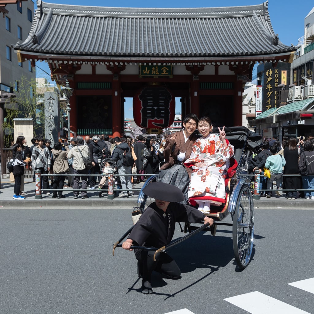 人力車で浅草巡り＋屋内庭園スタジオ | デコルテフォトグラフィー | 前撮り・フォトウェディング
