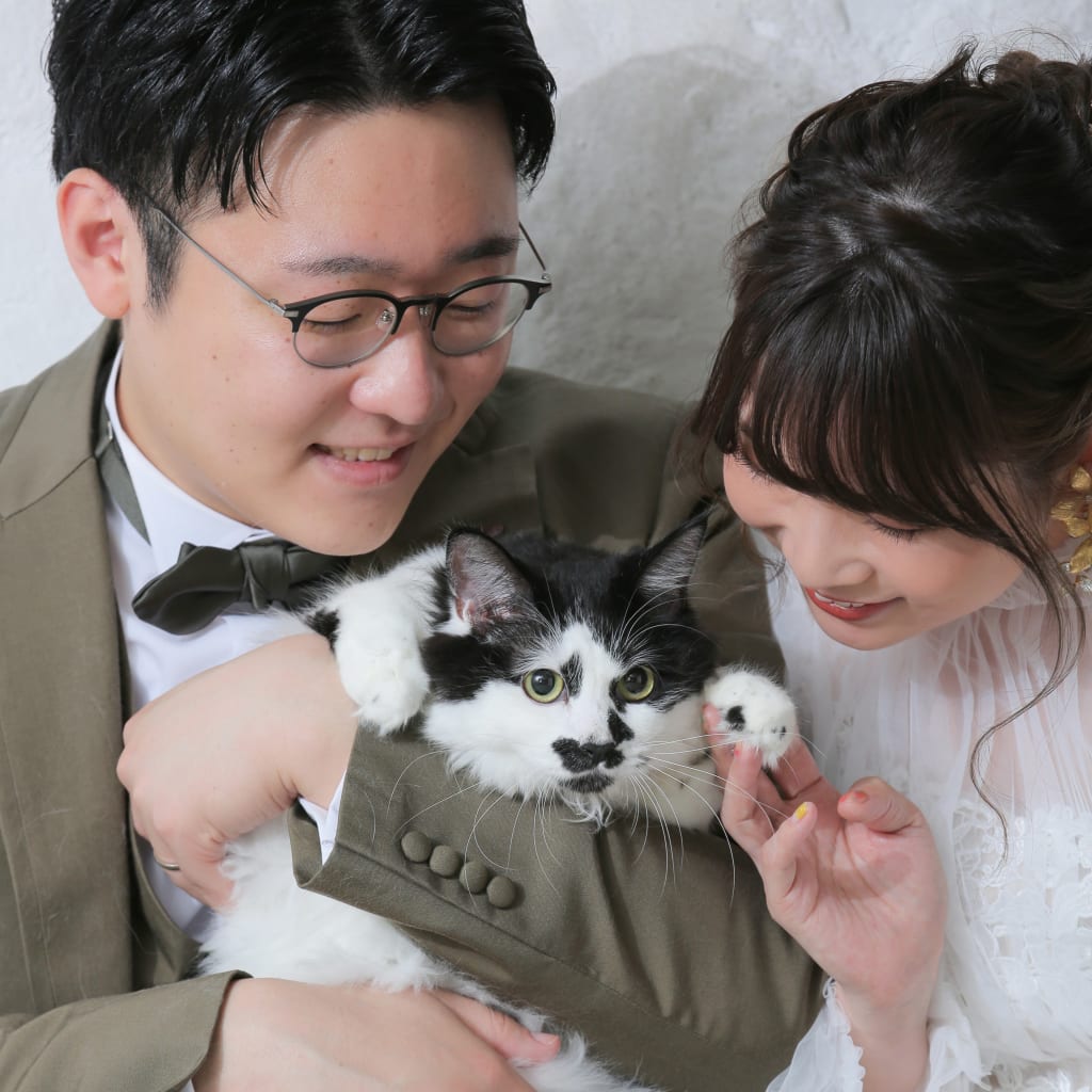 猫と一緒にスタジオフォトプラン | デコルテフォトグラフィー | 前撮り・フォトウェディング