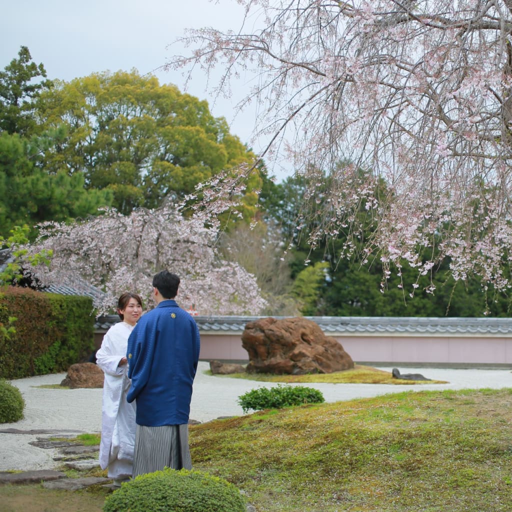 和装,和装婚礼,前撮り,寺社仏閣,フォトウェディング,日本庭園,正法寺