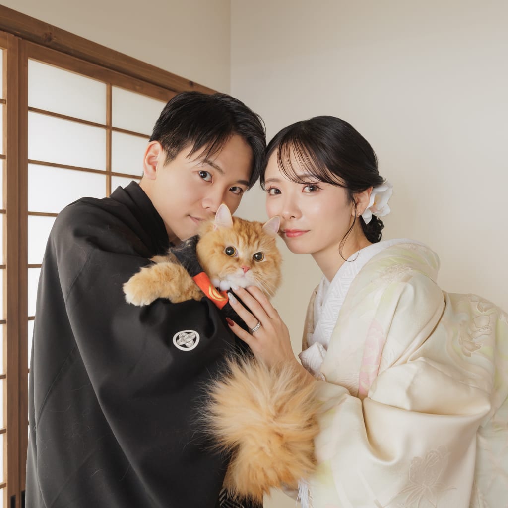 和装と洋装と猫さん | デコルテフォトグラフィー | 前撮り・フォトウェディング