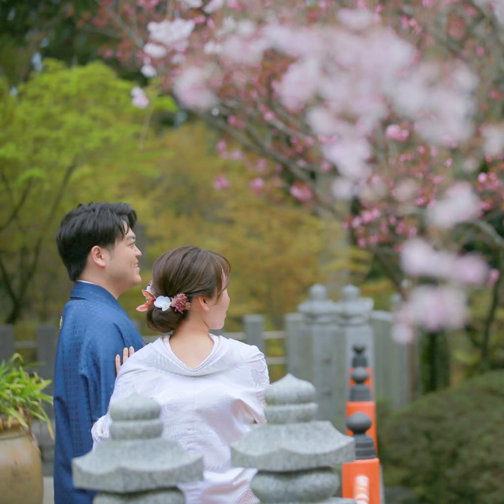 和装,和装婚礼,前撮り,寺社仏閣,フォトウェディング,日本庭園,正法寺