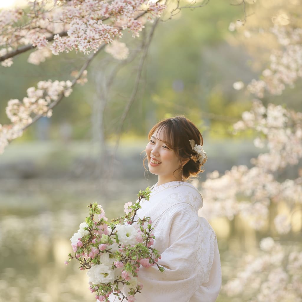 桜の浮見堂 | デコルテフォトグラフィー | 前撮り・フォトウェディング