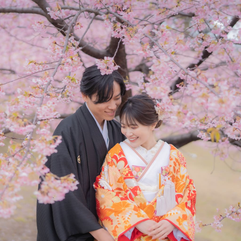 松ヶ崎城跡,桜,河津桜,ウエディング,和装-8