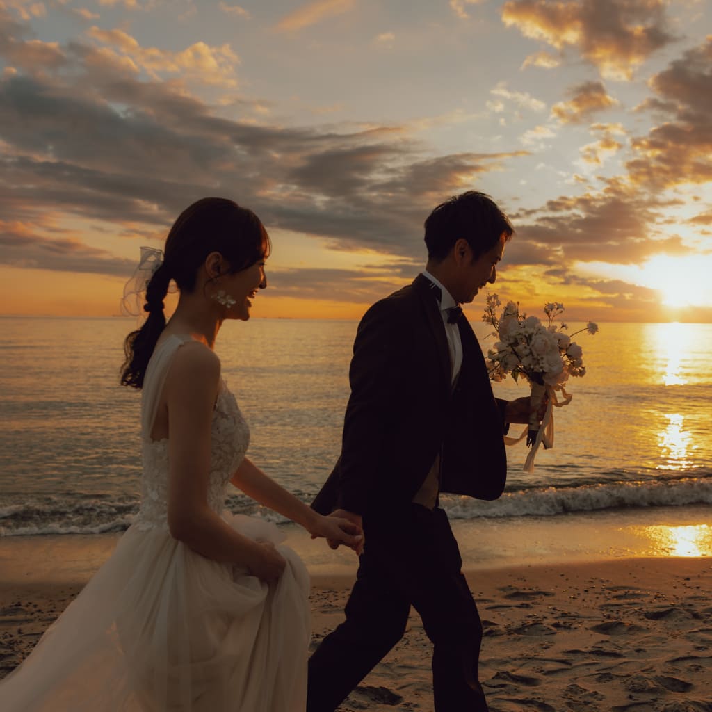 夕景の稲毛海浜公園ロケーション