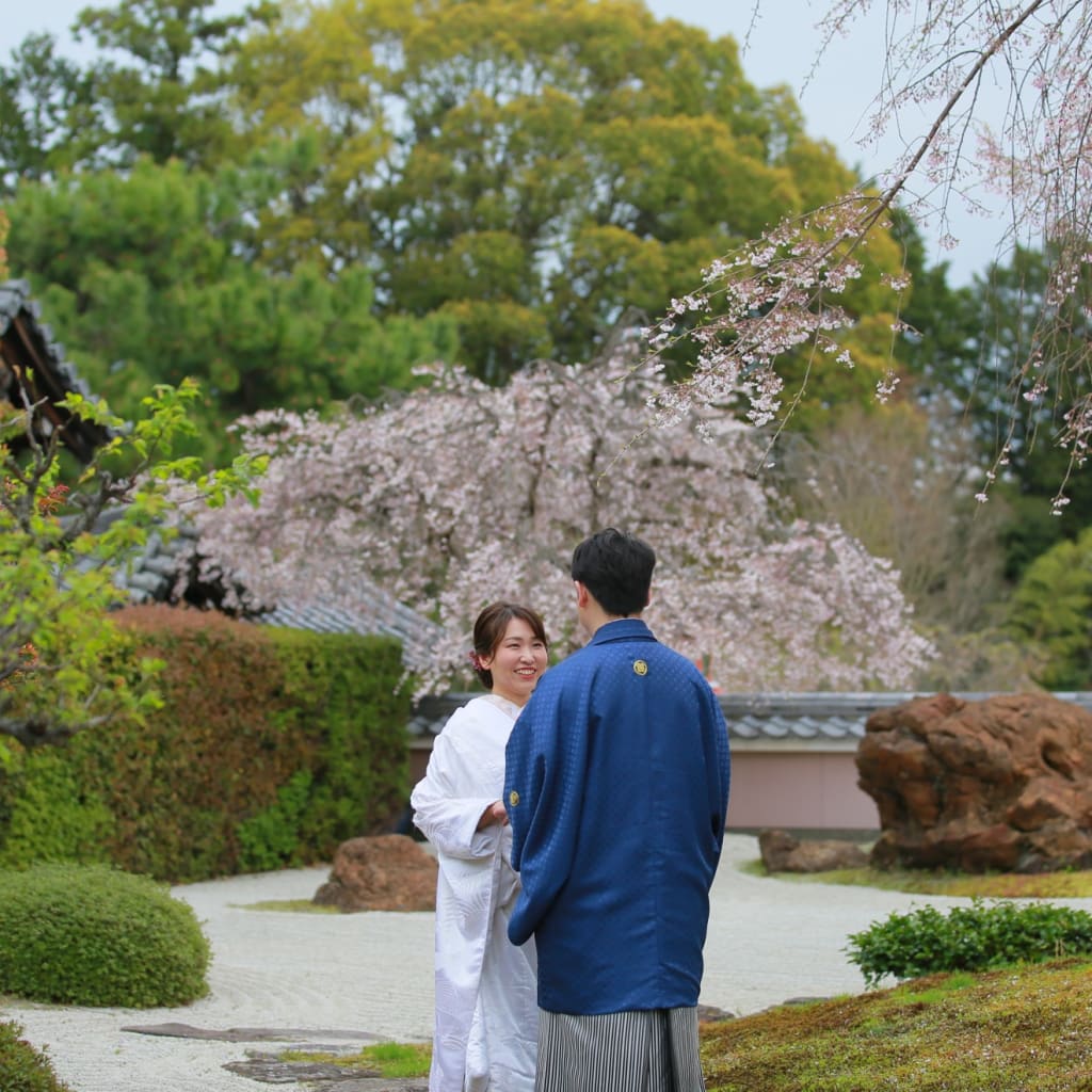 和装,和装婚礼,前撮り,寺社仏閣,フォトウェディング,日本庭園,正法寺