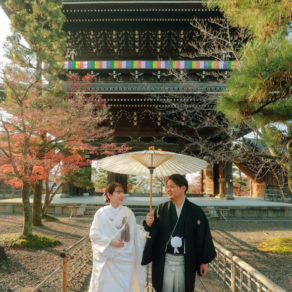 金戒光明寺ロケーション+洋装ハウススタジオ | デコルテフォトグラフィー | 前撮り・フォトウェディング