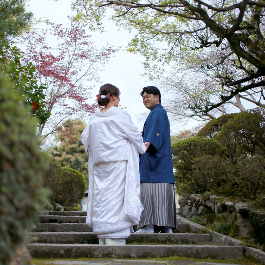 和装,和装婚礼,前撮り,寺社仏閣,フォトウェディング,日本庭園,正法寺