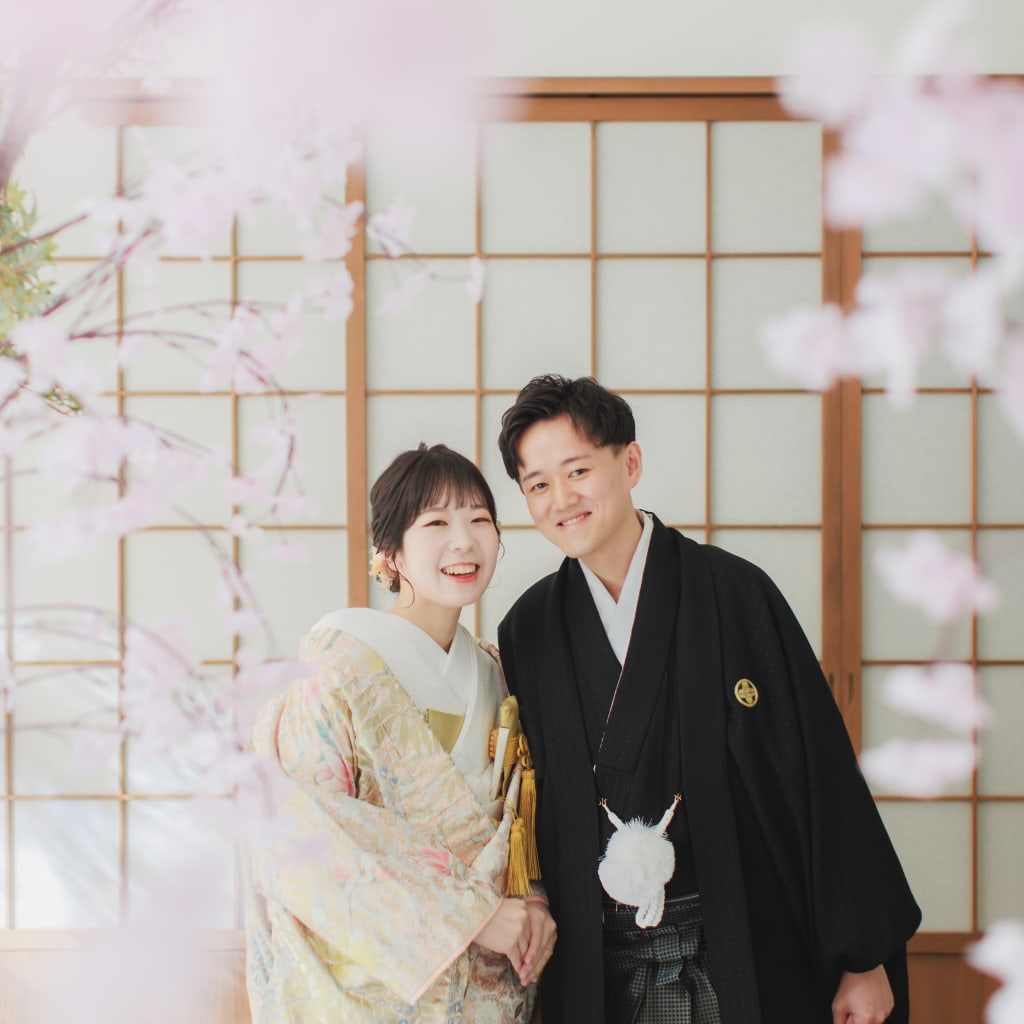 屋内庭園スタジオ✖︎桜 | デコルテフォトグラフィー | 前撮り・フォトウェディング
