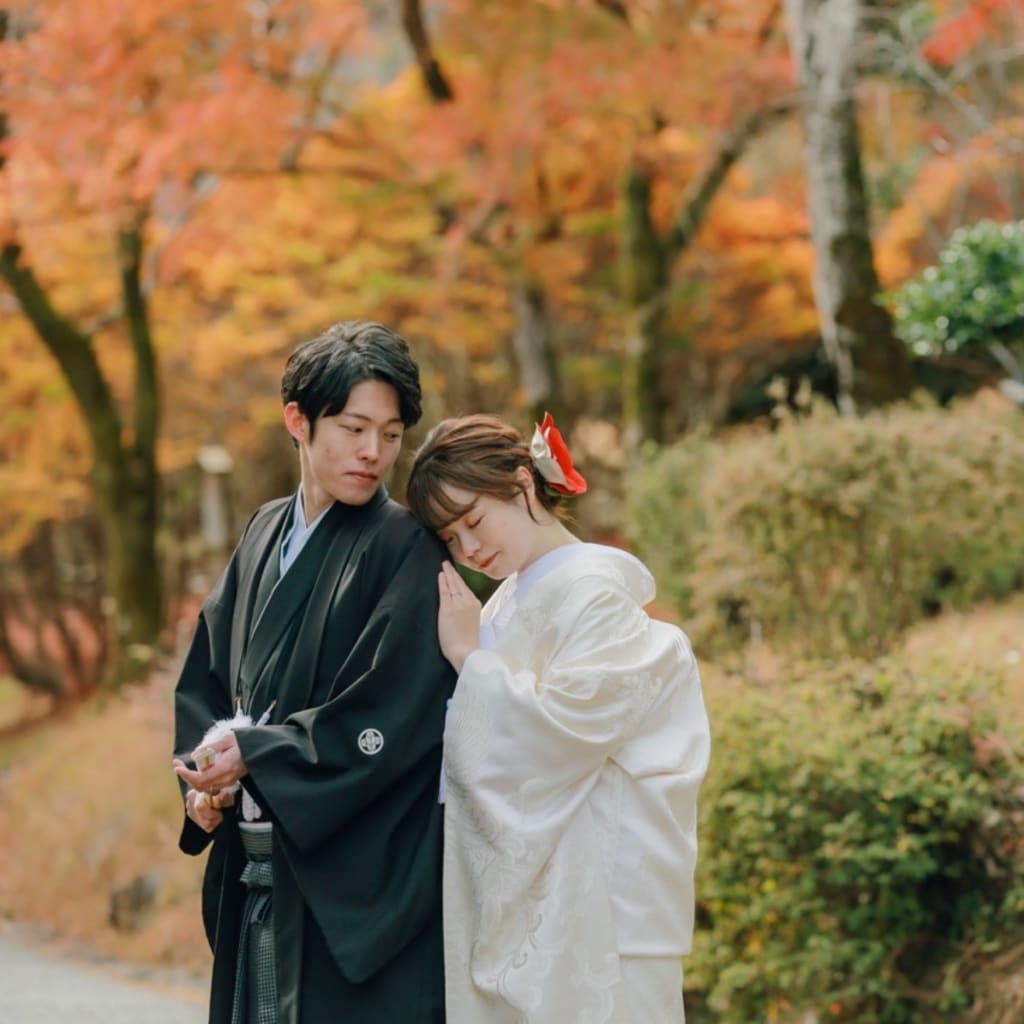 紅葉と竹林に囲まれて♪和装ロケーションを満喫♪ | デコルテフォトグラフィー | 前撮り・フォトウェディング
