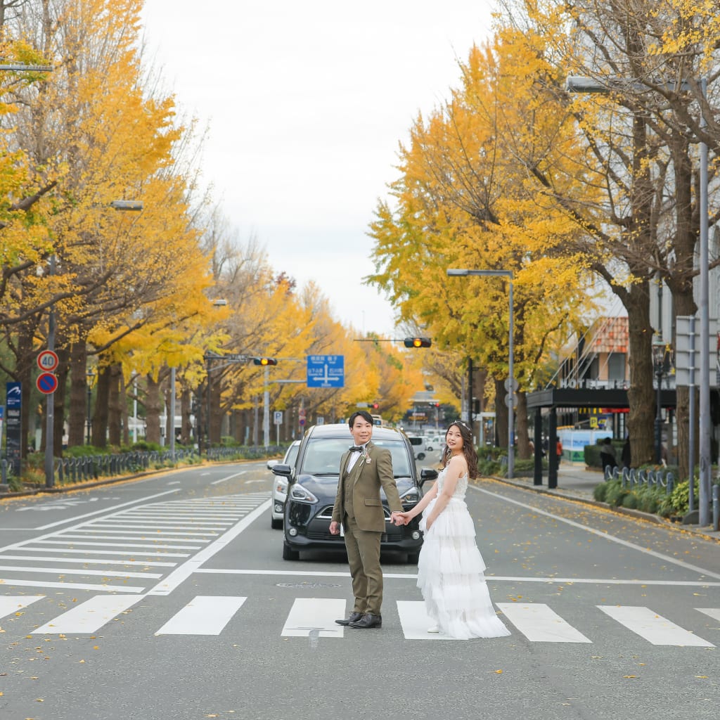 銀杏並木が美しい山下公園　photo by谷澤明美 | デコルテフォトグラフィー | 前撮り・フォトウェディング