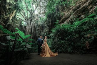 ファインダー越しに見つめた森の光 ｜ ガジュマルとゴールドドレスが映える撮影の裏側