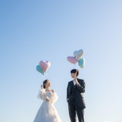 青空を背景にウエディングフォトを【大桟橋ロケーション】