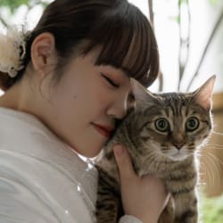 猫ちゃんと。和装屋内庭園スタジオ