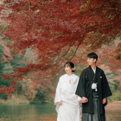 紅葉の嵐山で