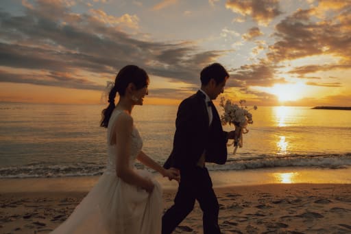 夕景の稲毛海浜公園ロケーション