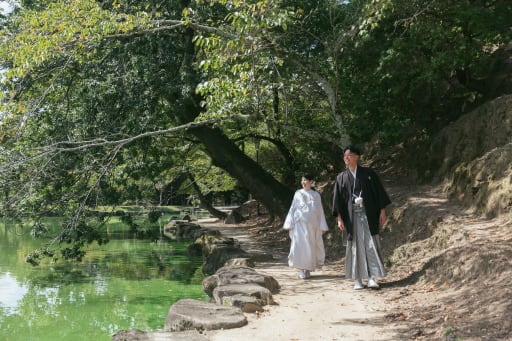 浮御堂で和装での撮影