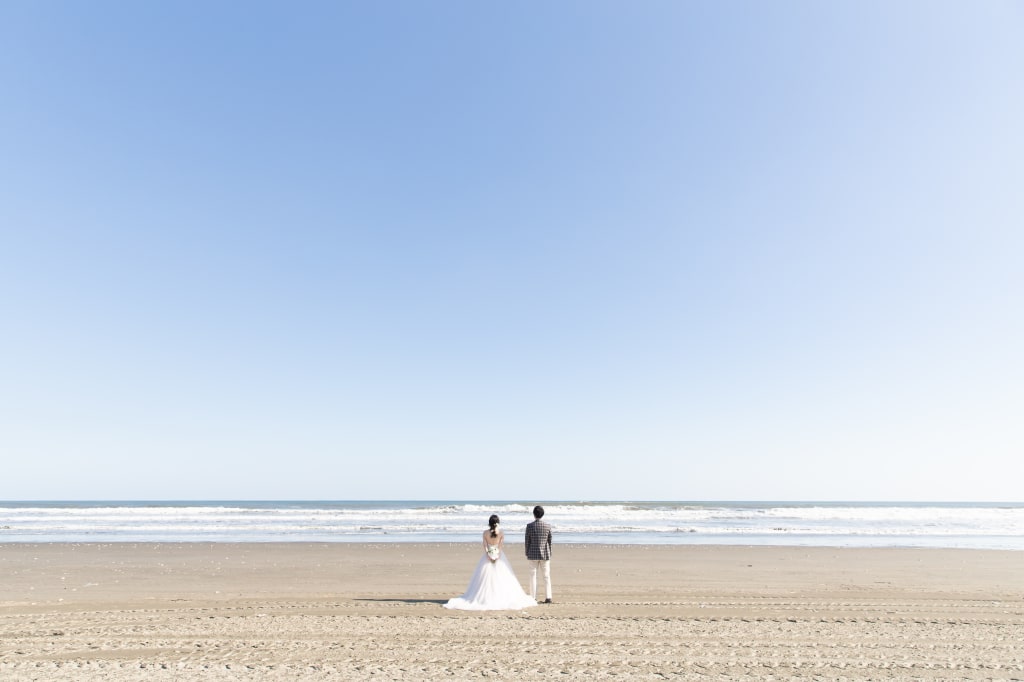 海でのウェディングフォト
