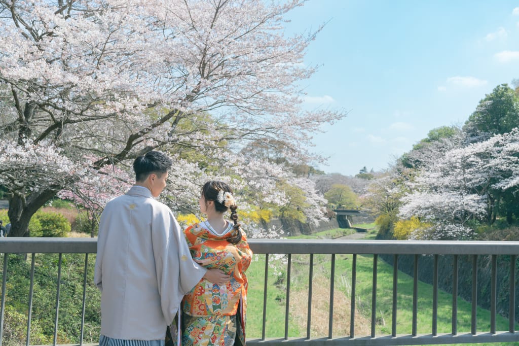和装で昭和記念公園