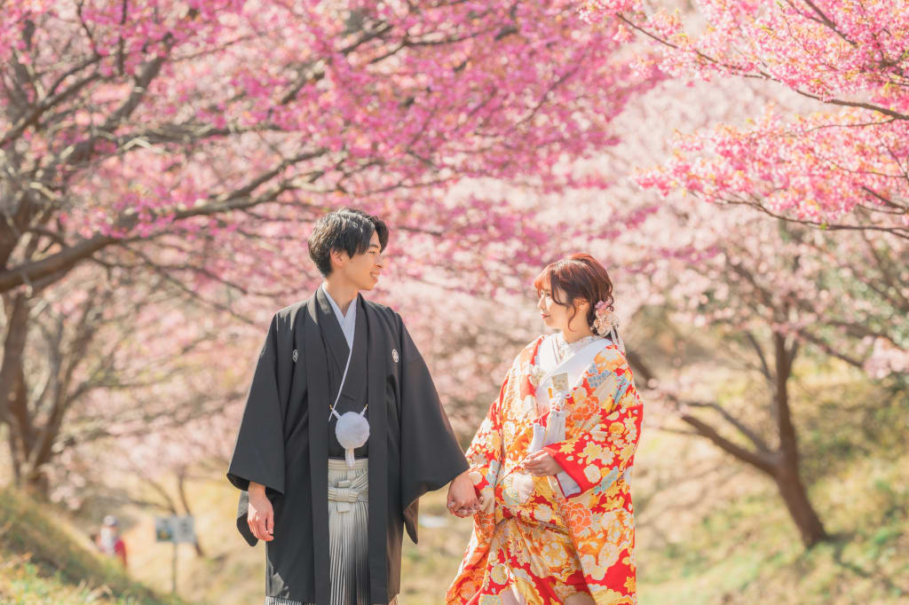 恋人岬の桜（土肥桜） | デコルテフォトグラフィー | 前撮り・フォトウェディング