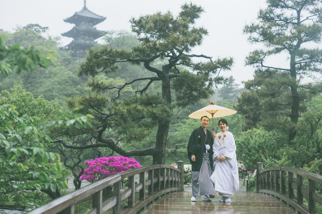 雨の三溪園