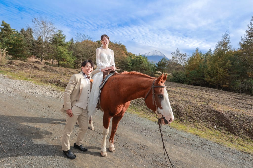 富士山背景の乗馬撮影♫