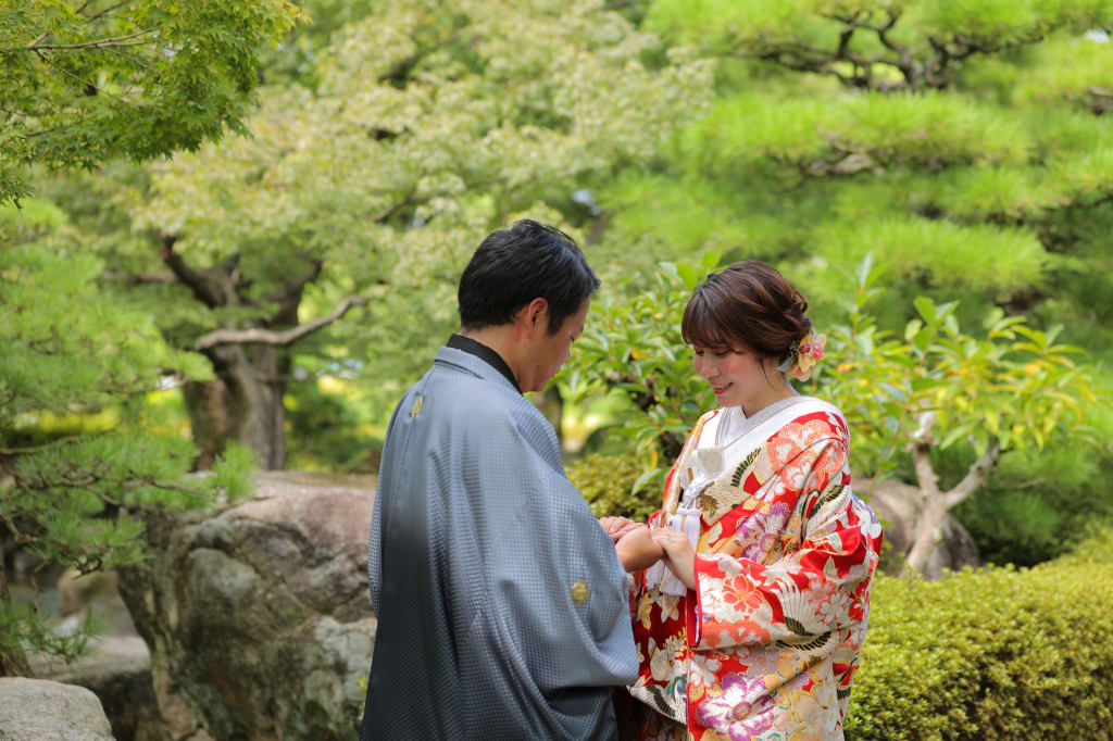 色打掛で大濠日本庭園🎵