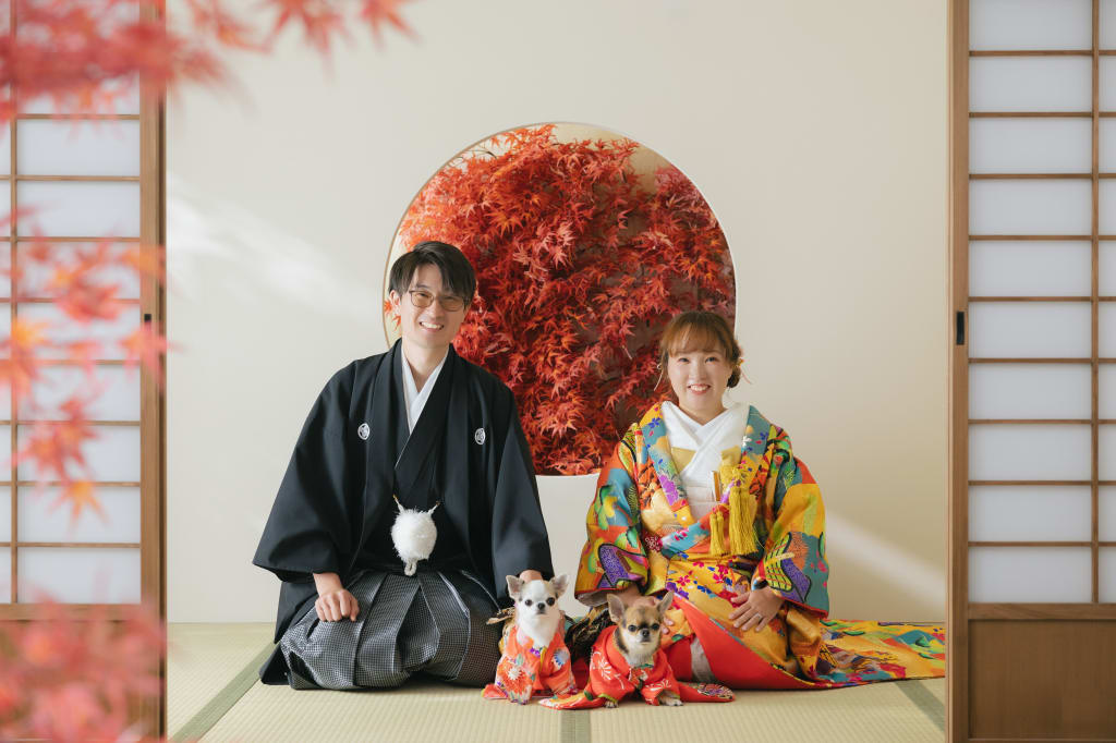 ワンちゃんと一緒に和装撮影！