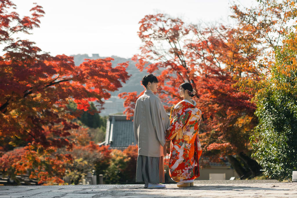 紅葉の金戒光明寺で思い出に残る和装フォトウェディング