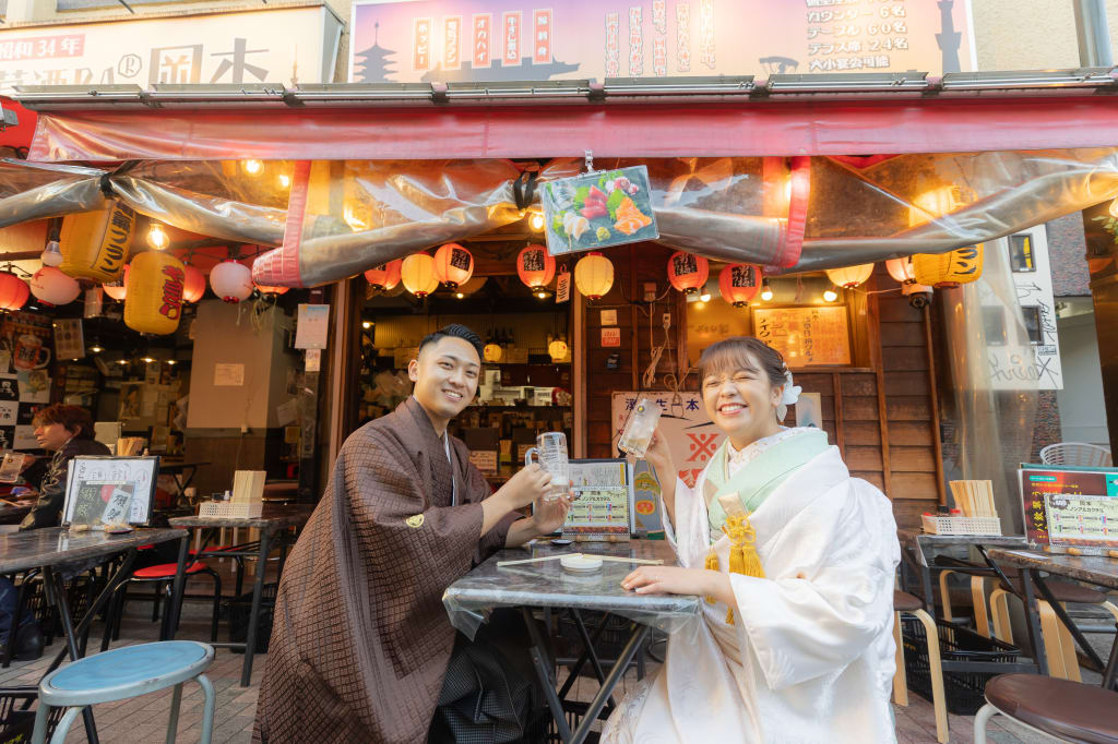 お酒と共に浅草ロケーション撮影