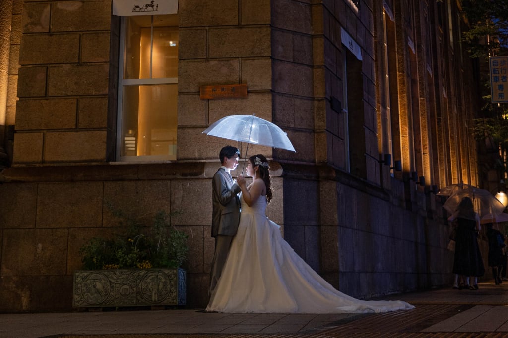 雨の日の夜ロケ撮影