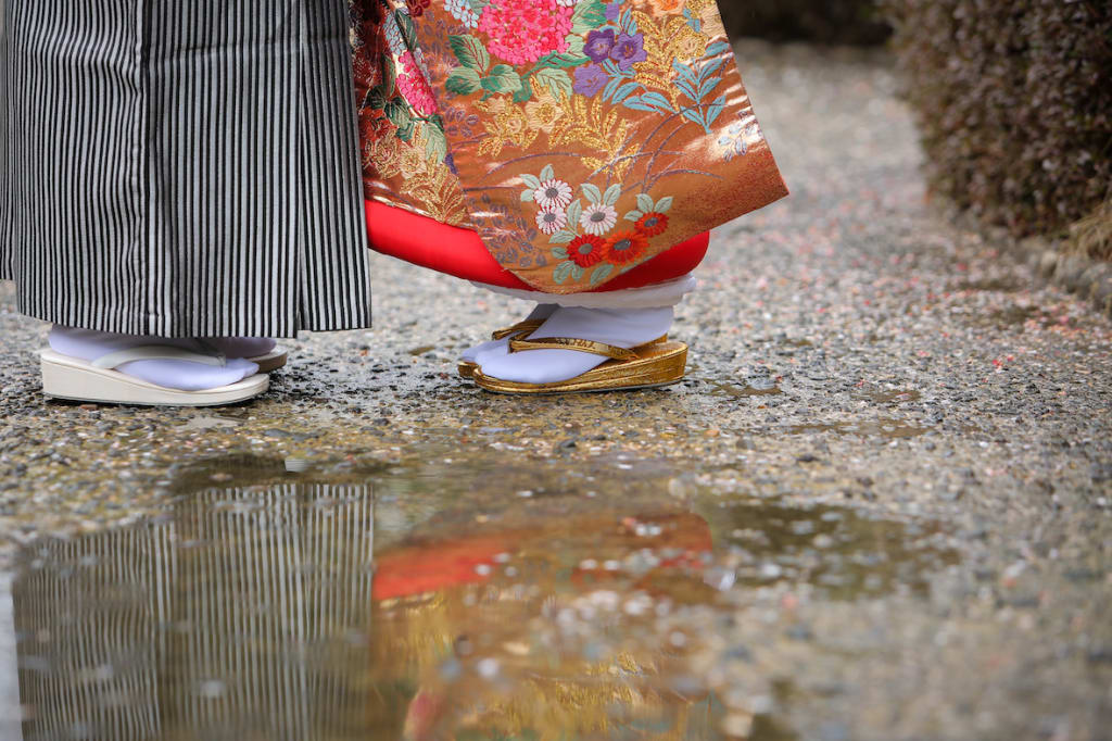 雨の和装ロケーション