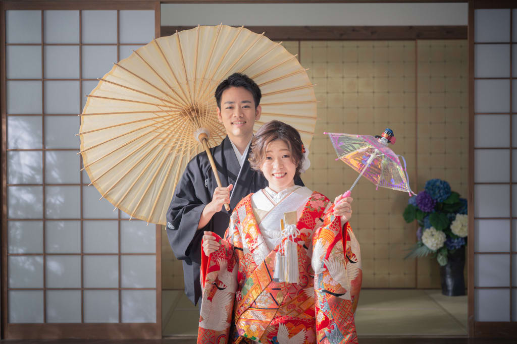 和装で屋内庭園撮影！