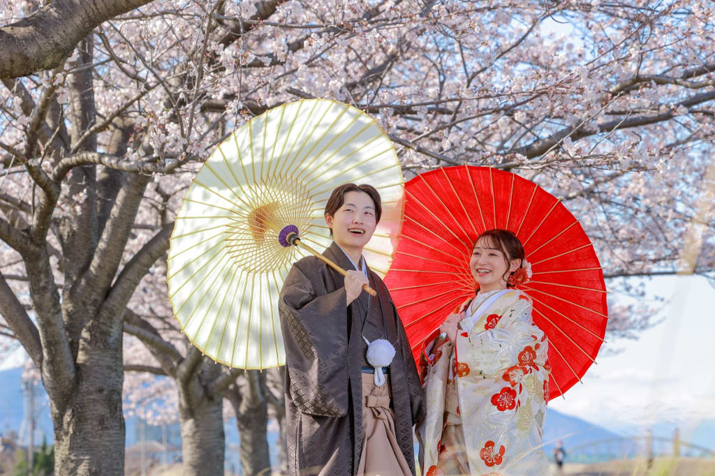 桜と和装