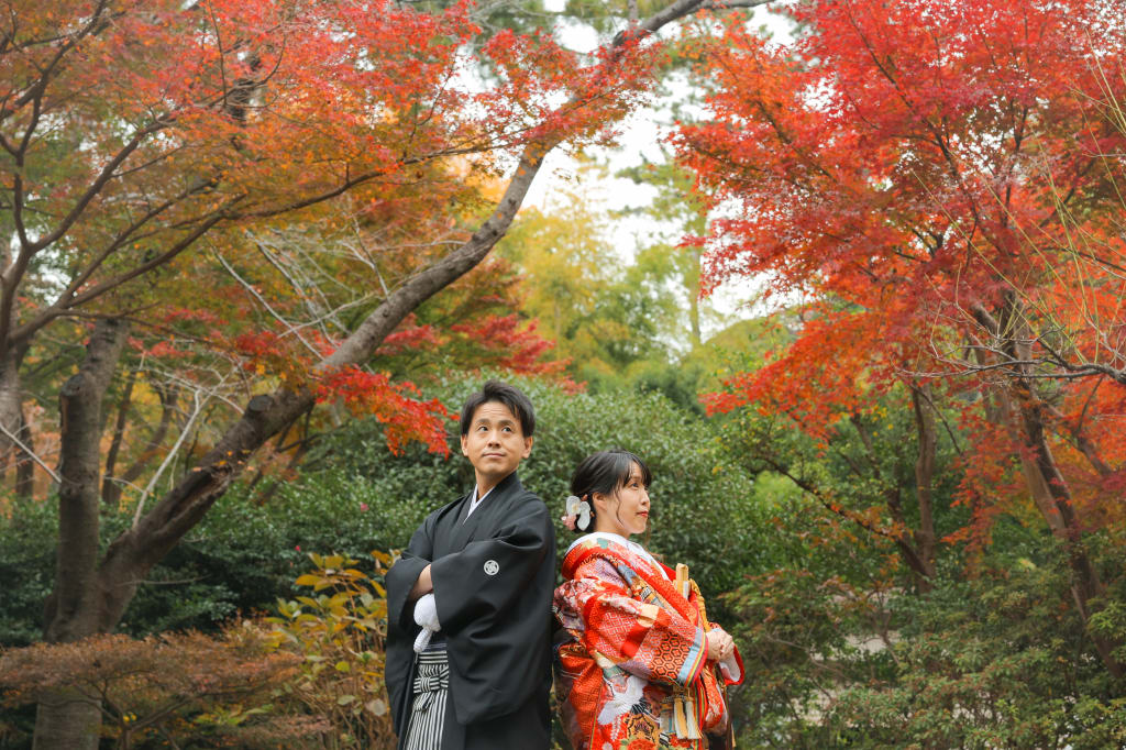 錦秋の日本庭園で紅葉とイチョウに包まれて　photo by 谷澤　明美