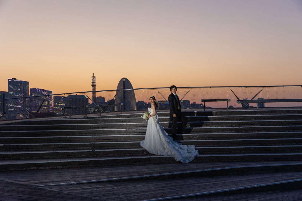 大さん橋　夕景から夜景にかけて撮影