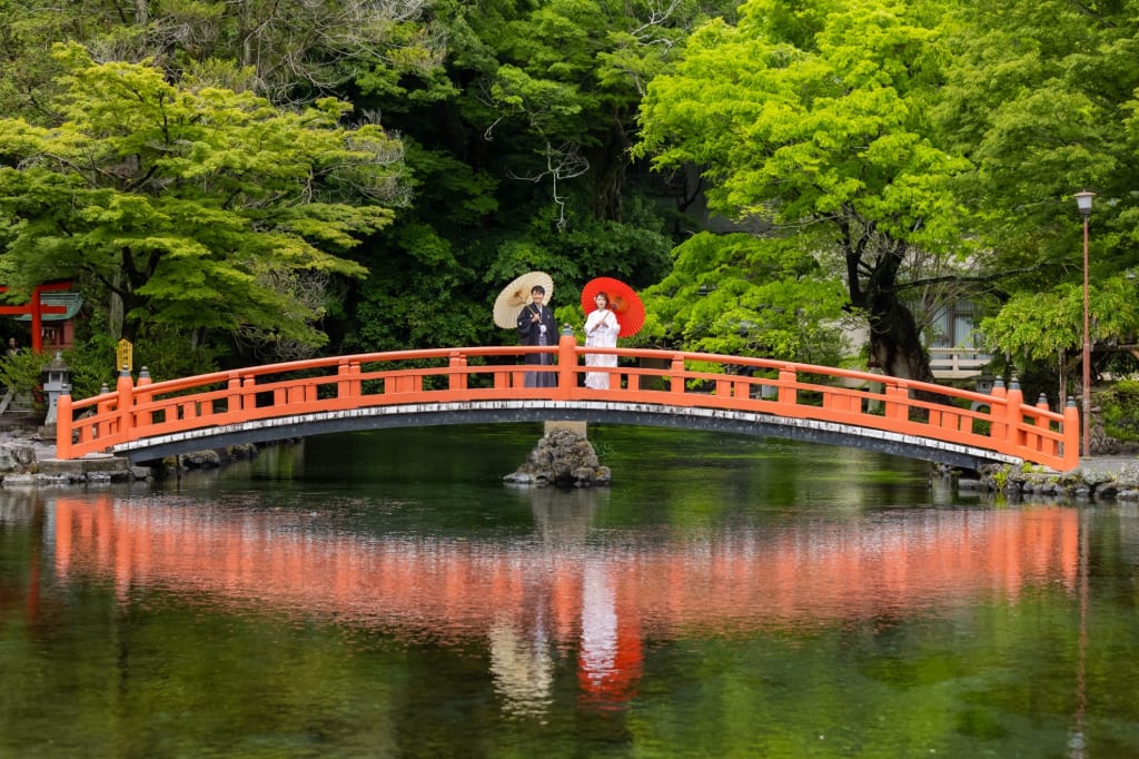 静岡県富士宮市にある富士宮浅間大社での和装結婚写真