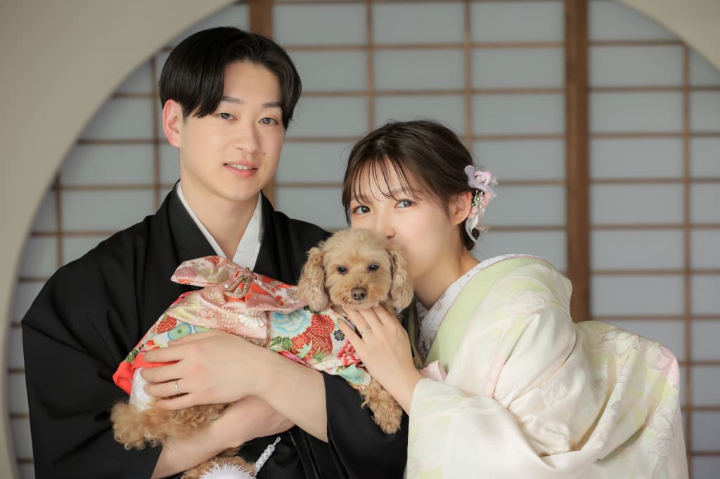 ワンちゃんと一緒に和装撮影★