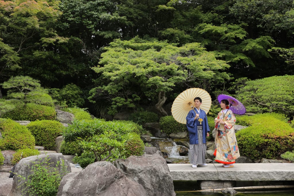 和装は外で、洋装はスタジオで♪