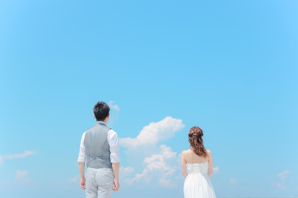 快晴の空の下で、ビーチフォト☀️