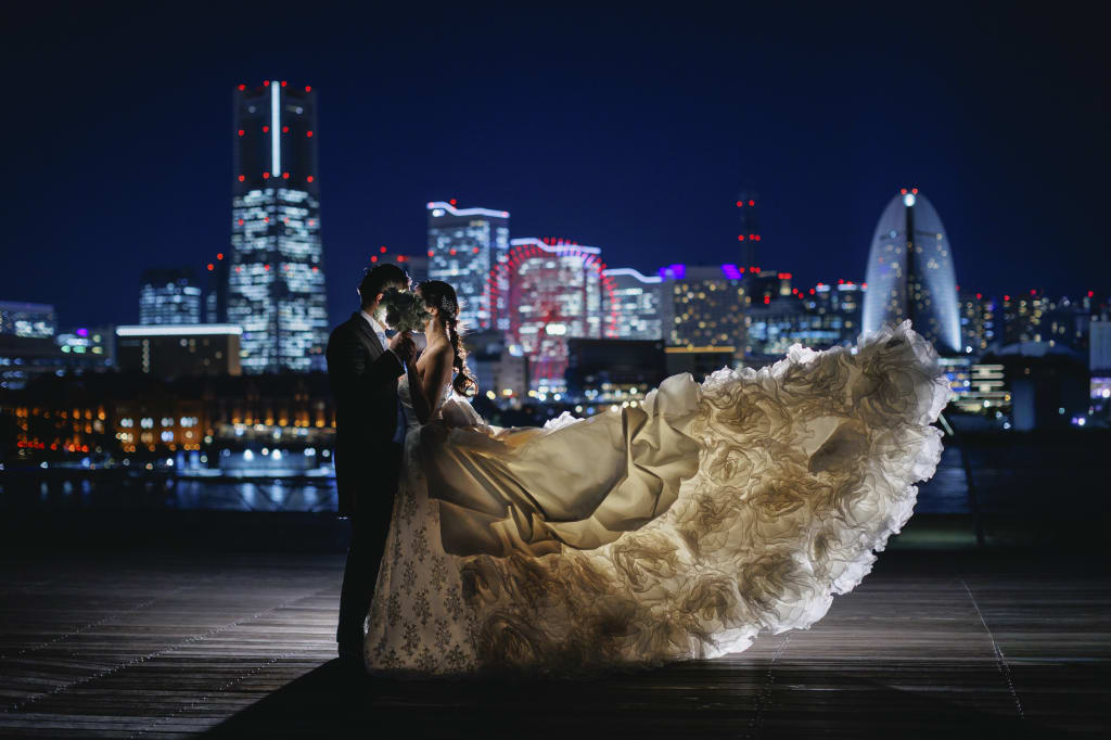 和装屋内庭園スタジオ2着+大桟橋夜景ロケーション