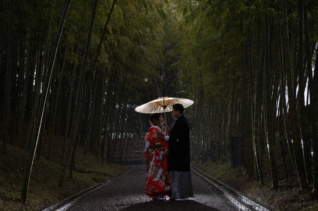 雨でも笑顔な二人