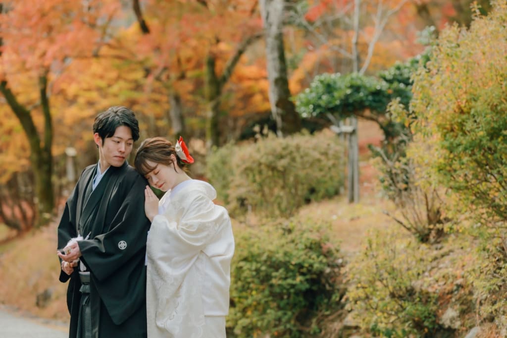 紅葉と竹林に囲まれて♪和装ロケーションを満喫♪