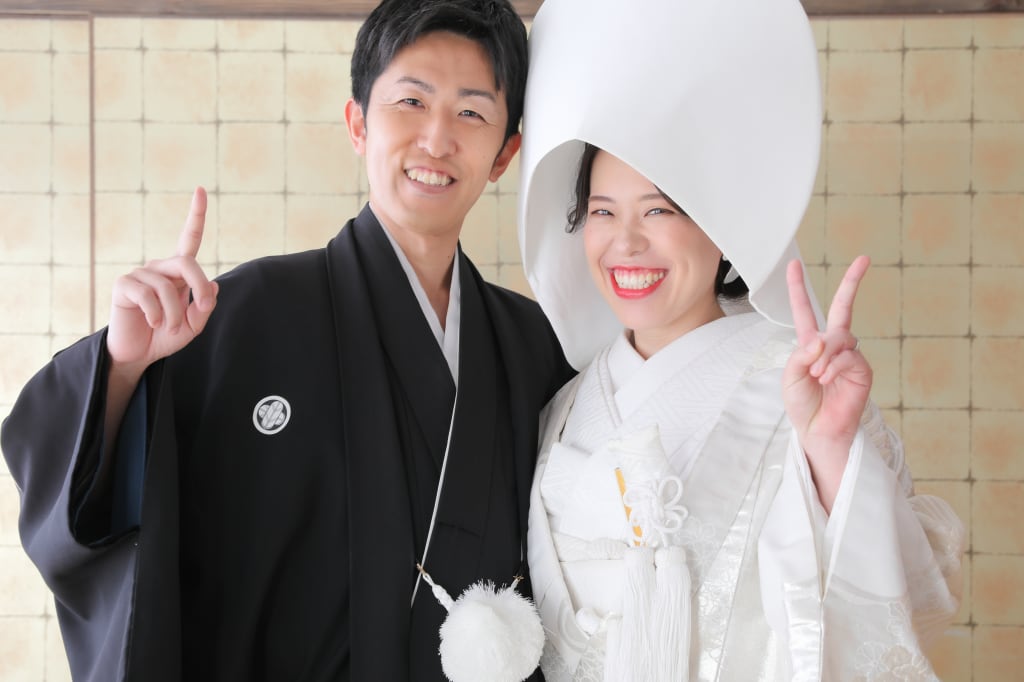 色打ち掛け×白無垢×綿帽子！！